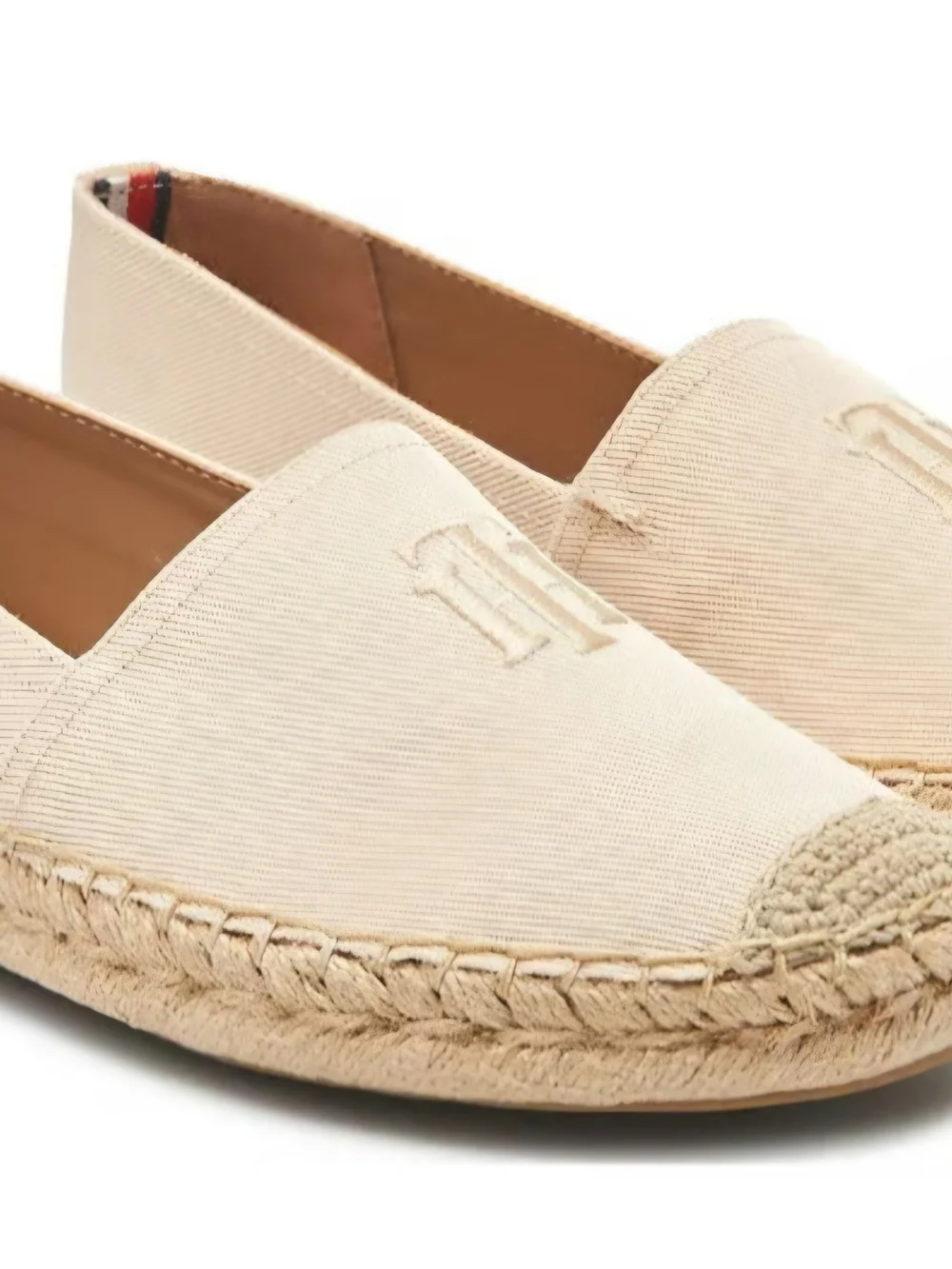 Tommy Hilfiger Cream Canvas Espadrille Flats,Size 8